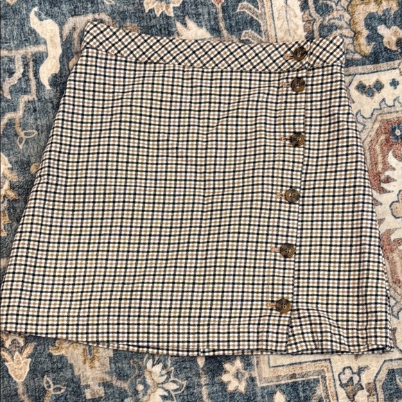 Divided 6 Brown and Cream Button Down Mini Skirt - Picture 1 of 9